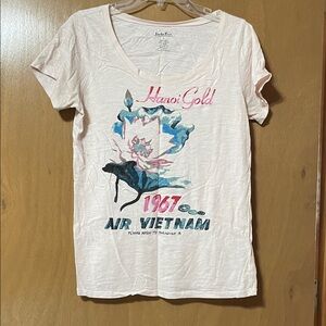 Lucky Brand 1967 Air Vietnam Scoop Neck Tee - Light Pink